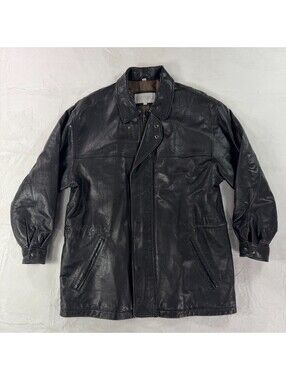 Ottimo 18 Via Roma Mens Genuine Leather Jacket Black Size M Vintage